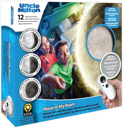 Miniatura 8 de Uncle Milton Moon in My Room - 12 fases lunares iluminadas, control remoto o automático, juguete STEM, gran regalo para niños y niñas a partir de 6