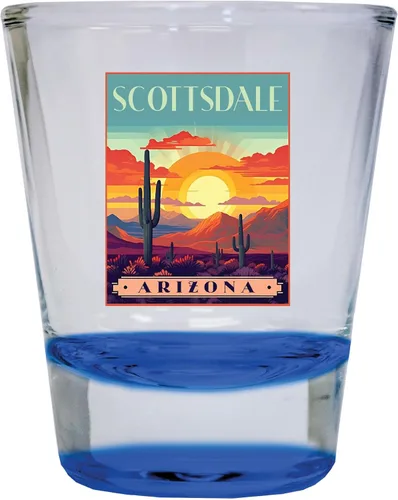 Scottsdale Arizona Design C Souvenir - Vaso de chupito redondo de 1.5 onzas, color azul, paquete de 2