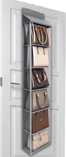 Miniatura 8 de Lirex Organizador de bolso para colgar sobre la puerta y estante para el armario, organizador de almacenamiento de bolsos con colgador para bolsos.