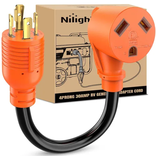 Miniatura 26 de Nilight - 50033R Adaptador de enchufe RV de 18 pulgadas, 50 amperios a 30 amperios, adaptador eléctrico de Dogbone de alta resistencia con mango 115G