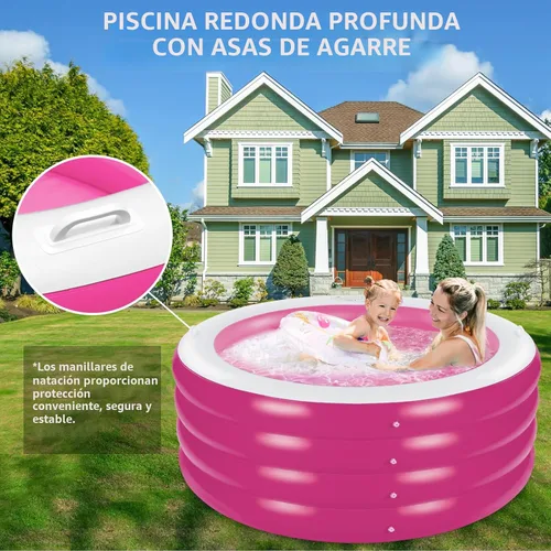 Miniatura 6 de Piscina inflable, piscina familiar redonda grande y profunda de 70"x30" con asas, piscina inflable para fiestas acuáticas de verano, al aire libre
