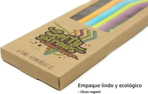 Miniatura 7 de Sorbetes reutilizables Pack de 4 sorbetes de silicona, Perfectas para smoothies y fiestas, vienen en envases ecológicos, Casual, Multilcolor Surtido