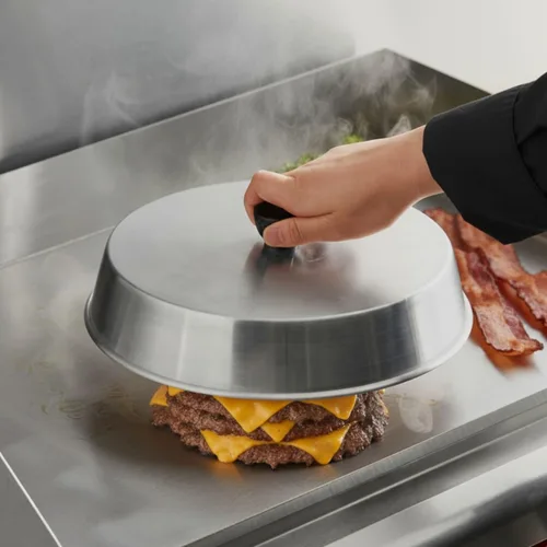 Miniatura 2 de TrueCraftware - Juego de 2 cubiertas de aluminio para parrilla de 10 pulgadas con perilla de plástico negro, cubierta redonda de queso