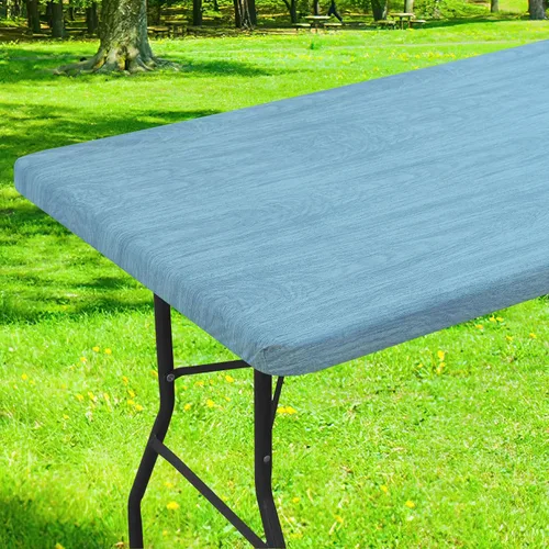 Miniatura 25 de Smiry Mantel cuadrado para mesa de pícnic, impermeable, elástico, ajustable, para campamento, protector de vinilo con parte trasera de franela Beige
