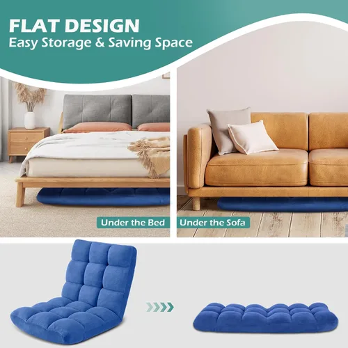 Miniatura 7 de Silla de Gaming Plegable para Suelo de 14 Posiciones Acolchada Ajustable Silla de Suelo Lazy Sofa con Algodón Transpirable y Terciopelo Amigable