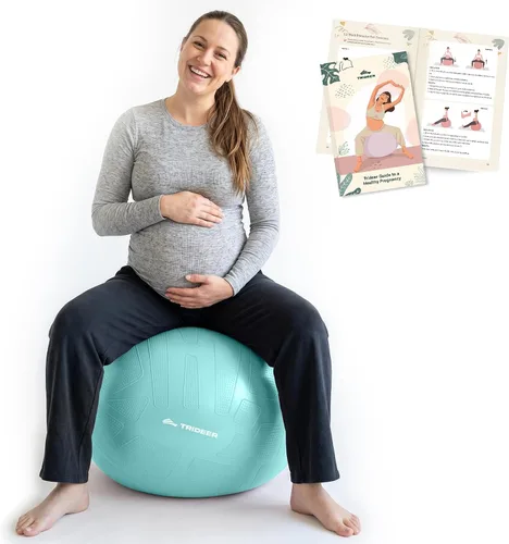 Miniatura 10 de Trideer - Pelota de embarazo y parto de 1.7 mm extragruesa para yoga, maternidad, parto, ejercicio, fisioterapia, recuperación - Incluye guía