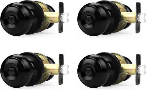 Probrico - Perillas de puerta de negro mate, manijas de puerta con cerradura y perilla, manijas de puerta interior sin llave para baño y dormitorio,
