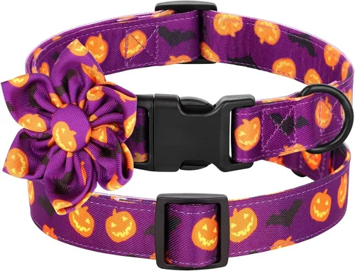 Miniatura 3 de Collar de perro de Navidad lindo de Beirui para hembra con flor, collares de Navidad para perritas con patrones navideños, collar suave rojo