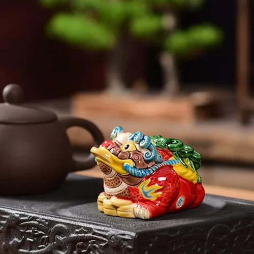 Miniatura 3 de Estatua de rana de cerámica Feng Shui, decoración de dinero, sapo de buena suerte, regalos de rana para inauguración de la casa, felicitación, atrae