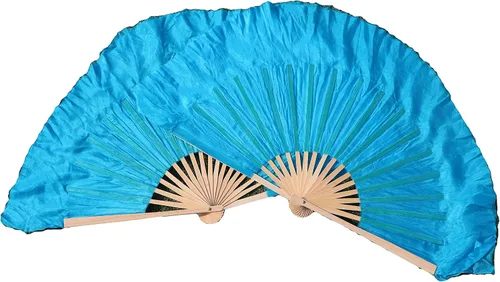 Miniatura 21 de Winged Sirenny Pares de abanicos plegables de seda cortos de 4 pulgadas (3.9 in) para adoración y baile popular chino (negro a morado)