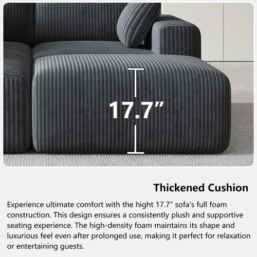 Miniatura 17 de 108" Cloud Couch Modular Sectional Sofa for Living Room, L Shaped Boneless Couch with Deep Seat Chaise, No Assembly Required Foam Sleeper Sofa for