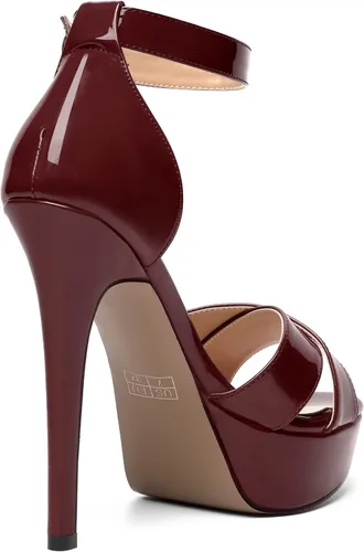Miniatura 12 de MODENCOCO Sandalias de boda con correa de tobillo sexy para mujer, con plataforma y puntera abierta, tacón de aguja y tacón alto, zapatos de vestir