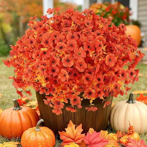 Miniatura 16 de ATTGREAT Flores artificiales para exteriores, plantas sintéticas resistentes a los rayos UV, flores falsas, margaritas, 12 paquetes de plnats de Azul