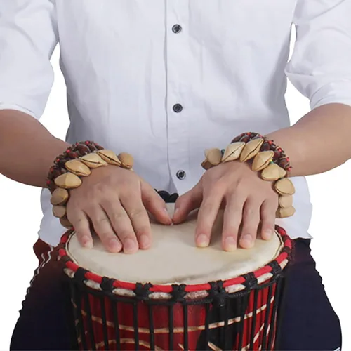 Miniatura 6 de Pulsera tobillera con sonajero de semillas de Cacho, 2 PCS pulsera africana shaker de cáscara de nuez, accesorios de percusión natural, instrumento