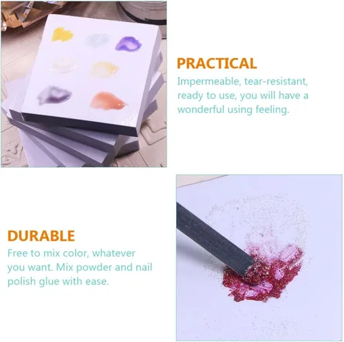 Miniatura 4 de minkissy Maquillaje coreano de maquillaje coreano, 100 paletas desechables para arte de uñas, almohadilla de papel de mezcla de maquillaje