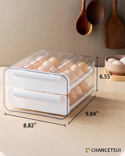 Miniatura 5 de Soporte para huevos de gran capacidad para refrigerador, contenedores organizadores de almacenamiento de huevos, organizador apilable de plástico