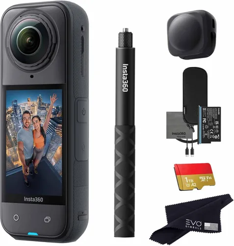 Insta360 X5 Paquete Básico - Cámara de acción impermeable 360 de 8K con sensores de 1/1.28" de 48 MP, video HDR 360 de 8K, foto 360 de 72 MP, lente
