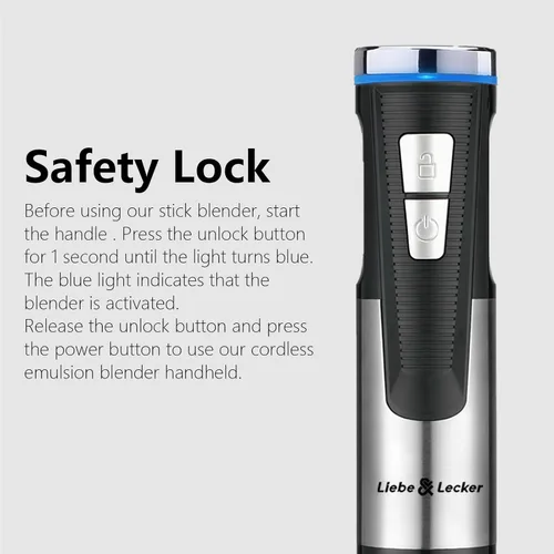 Miniatura 2 de Liebe&Lecker Batidora de inmersión inalámbrica, juego de licuadora de mano 3 en 1 con 8 velocidades, mezclador eléctrico recargable para batidos