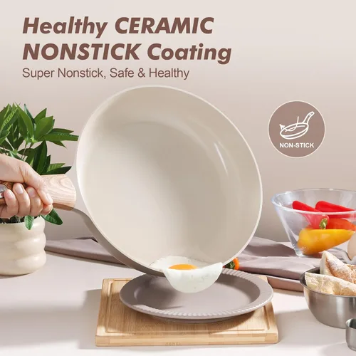 Miniatura 2 de SENSARTE Sartén antiadherente de cerámica con tapa de 11 pulgadas, sartén antiadherente para tortilla, sartén de cocina para chef sin tóxicos
