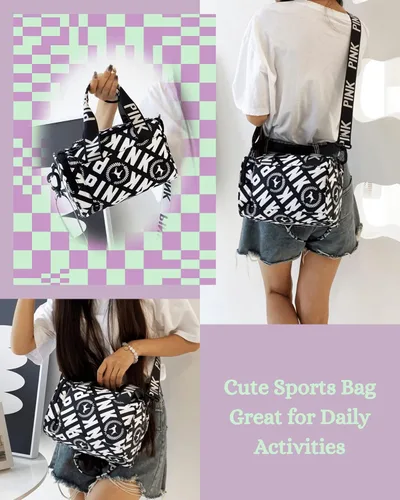 Miniatura 6 de Bolsa de gimnasio pequeña estética, bonita bolsa de lona con asa, bolsa de viaje para el hombro, bolsa cruzada resistente para deportes de natación