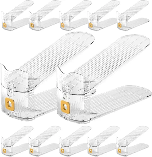 Miniatura 7 de Organizadores de zapatos, paquete de 12 unidades, apilador, almacenamiento para armario, ahorro de espacio