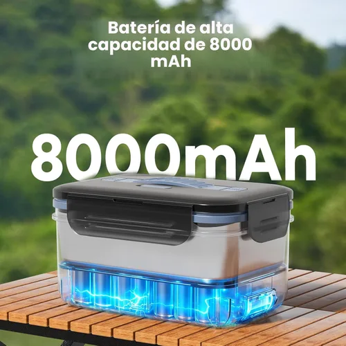 Miniatura 2 de Monteka Fiambrera eléctrica inalámbrica para adultos, calentador de alimentos portátil recargable de 1.8L, lonchera calentada, regalos de elefante