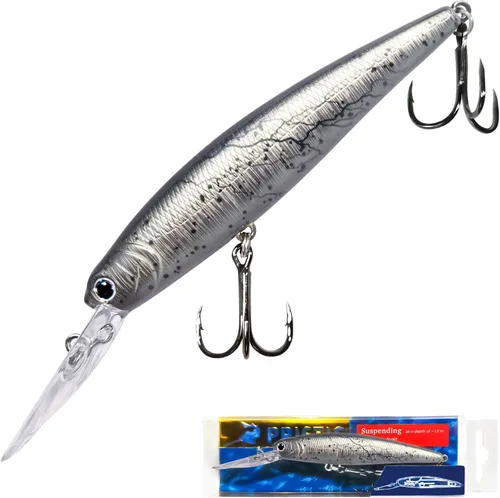 Pristis Minnow - Señuelo de pesca, Crankbait de fundición larga con ganchos agudos afilados, juego de tapones de cebo duro de agua dulce de agua
