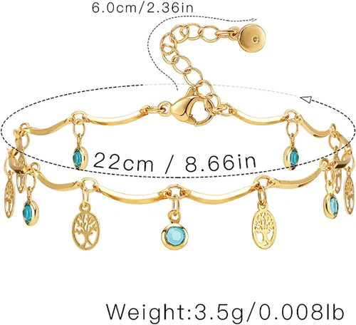 Miniatura 30 de Tobillera para mujer, chapada en oro de 18 quilates, tobillera con dije de oro, impermeable, para verano, playa, cadena de pie, joyería para regalos