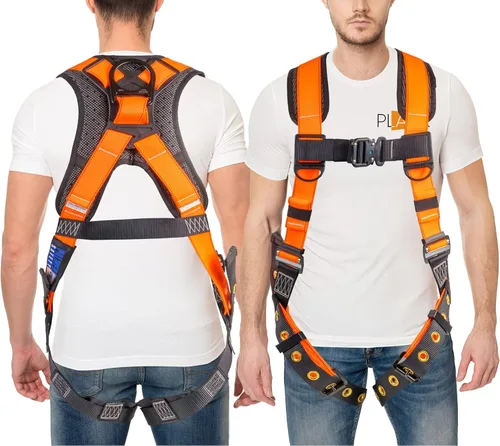 Miniatura 7 de Palmer Safety - Arnés de seguridad de cuerpo completo con ajuste de 5 puntos, anillo en D dorsal, piernas con ojales, dos anillos en D laterales e