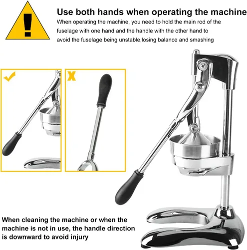Miniatura 4 de Exprimidor manual de frutas de grado comercial, exprimidor de frutas de acero inoxidable resistente para uso en la cocina en el hogar, simplemente