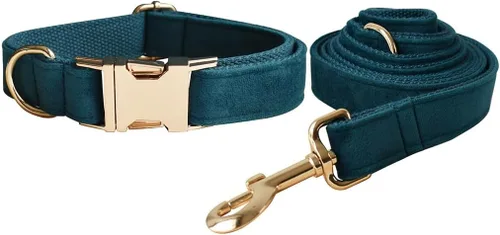 Miniatura 11 de Love Dream Juego de collar y correa de terciopelo para perro, suave y cómodo, correa ajustable y collar con hebilla de metal resistente para perros