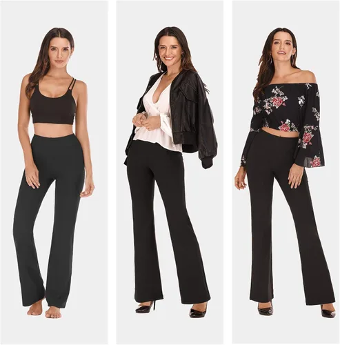 Miniatura 4 de Heathyoga - Pantalones deportivos rectos para mujer, con bolsillos, cintura alta, para yoga, entrenamiento, trabajo o de vestir.