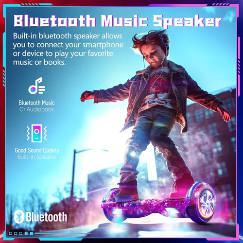 Miniatura 7 de SISIGAD Scooters for Kids Ages 7-12, with Built-in Bluetooth Speaker and 6.5" Colorful Lights Wheels, Safety Certified Self Balancing Scooter