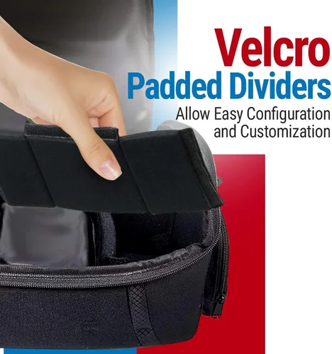Miniatura 4 de Vidpro Bolsa para cámaras DSLR y videocámaras – Funda protectora grande con asa divisora acolchada y correa para el hombro compatible con la mayoría