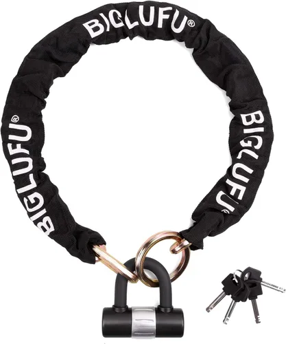 Miniatura 3 de Cerraduras de cadena para motocicleta, cadena de seguridad larga resistente de 3.3 pies, a prueba de cortes, cadenas cuadradas de 0.39 pulgadas