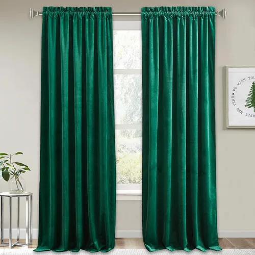 Miniatura 15 de RYB HOME Cortinas de terciopelo verde oliva de 72 pulgadas de largo, cortinas opacas con aislamiento térmico, tratamiento de ventana, decoración