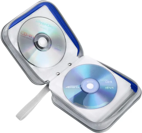 Miniatura 5 de Siveit Funda para CD, capacidad para 40 unidades, para CD/DVD, cartera, de plástico duro, para discos de DVD, carpeta de almacenamiento para Azul