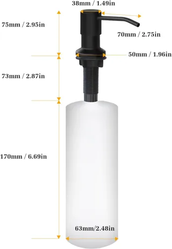 Miniatura 6 de Dispensador de jabón para fregadero de cocina, dispensador de jabón integrado con botella de 17 onzas, recambio del dispensador de jabón para Negro