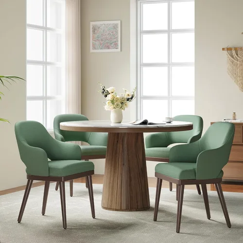 Miniatura 16 de MALOL Juego de 2 sillas de comedor de madera, silla moderna tapizada de tela para comedor, sillas laterales de cocina, silla de cena campestre