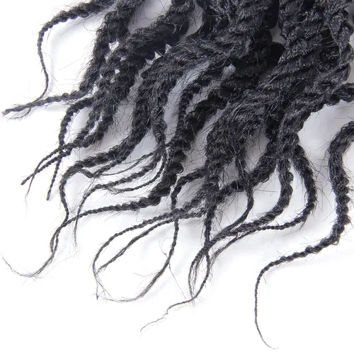 Miniatura 6 de Trenzas de cabello ondulado senegalés de 14 pulgadas, extensiones de cabello sintético rizado con extremos ondulados, cabello trenzado trenzado