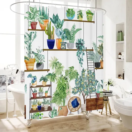 Miniatura 2 de Cortina de ducha bohemia, tela de poliéster repelente al agua con estampado floral bohemio para decoración de baño, 72 x 72 pulgadas
