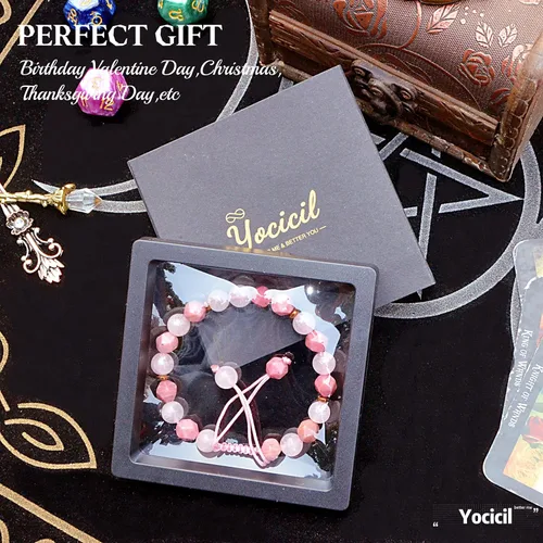 Miniatura 48 de Pulseras de la amistad, pulsera de obsidiana negra arcoíris para mujeres y hombres, 0.394 pulgadas (0.394 in), ojo de tigre, hematita y cristal