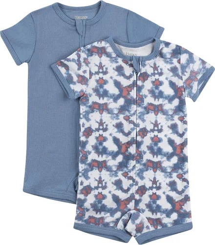 Hanes Mameluco de manga corta con cremallera para niños y niñas, paquete de 2