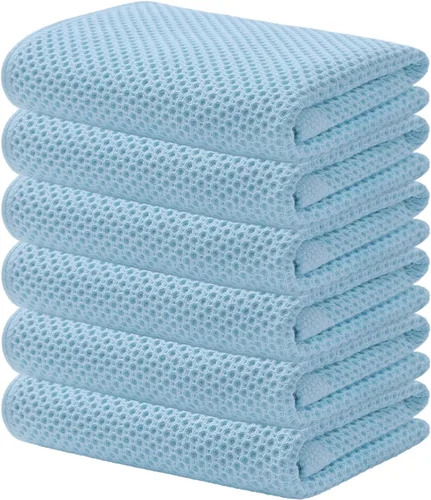 Miniatura 130 de Kitinjoy - Paños de cocina de 100 % algodón, tela de tejido gofrado, paño de limpieza ultrasuave, absorbente y de secado rápido. Gris Oscuro