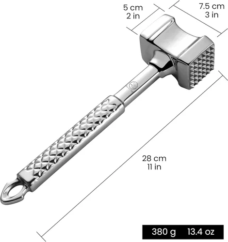 Miniatura 7 de Herramienta ablandadora de carne de acero inoxidable, mazo de carne premium con agarre antideslizante, mazo de cocina de doble cara ideal