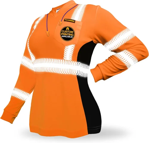 KwikSafety - Charlotte, NC - Vixen Hi Vis Long Sleeve Safety Shirt for Women [Angel Hair Reflective Tape] Manga larga | Naranja