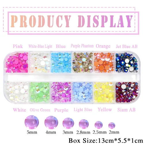Miniatura 2 de NAISKA Juego de 800 diamantes de imitación para arte de uñas, diamantes de imitación coloridos con parte trasera plana, gemas de diamantes