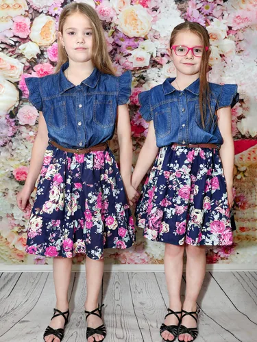 Miniatura 7 de YJ.GWL Vestido occidental para niñas, vestido de mezclilla para niña, vestidos de princesa para niñas, vestidos de fiesta para niñas de 3 a 14 años