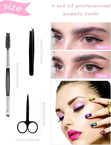 Miniatura 4 de EBANKU 7 Uds. Herramientas de cepillo de peine de pestañas, cepillo de cejas, peine separador de pestañas, herramienta profesional para cejas