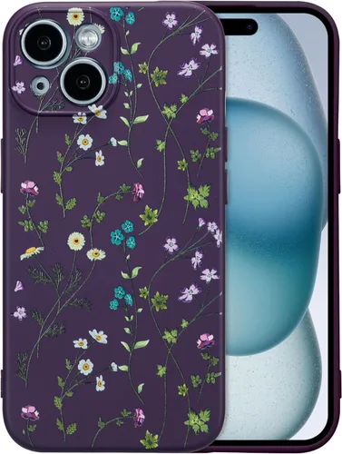 Miniatura 90 de RALEAVO Funda Floral para iPhone 12, Cubierta de Silicona Líquida con Bonito Patrón de Rama de Flores para Niñas y Mujeres, Funda Protectora de Goma